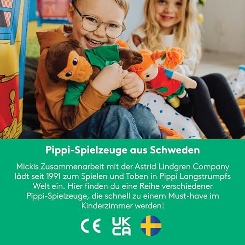 Pippi Langstrumpf Puppe, 20cm – süße Stoffpuppe für Mädchen und weiche Kuschelpuppe ab 10 Monaten – Anziehpuppe und Plüschpuppe als z.B. Taufgeschenke für Mädchen – Bild 6