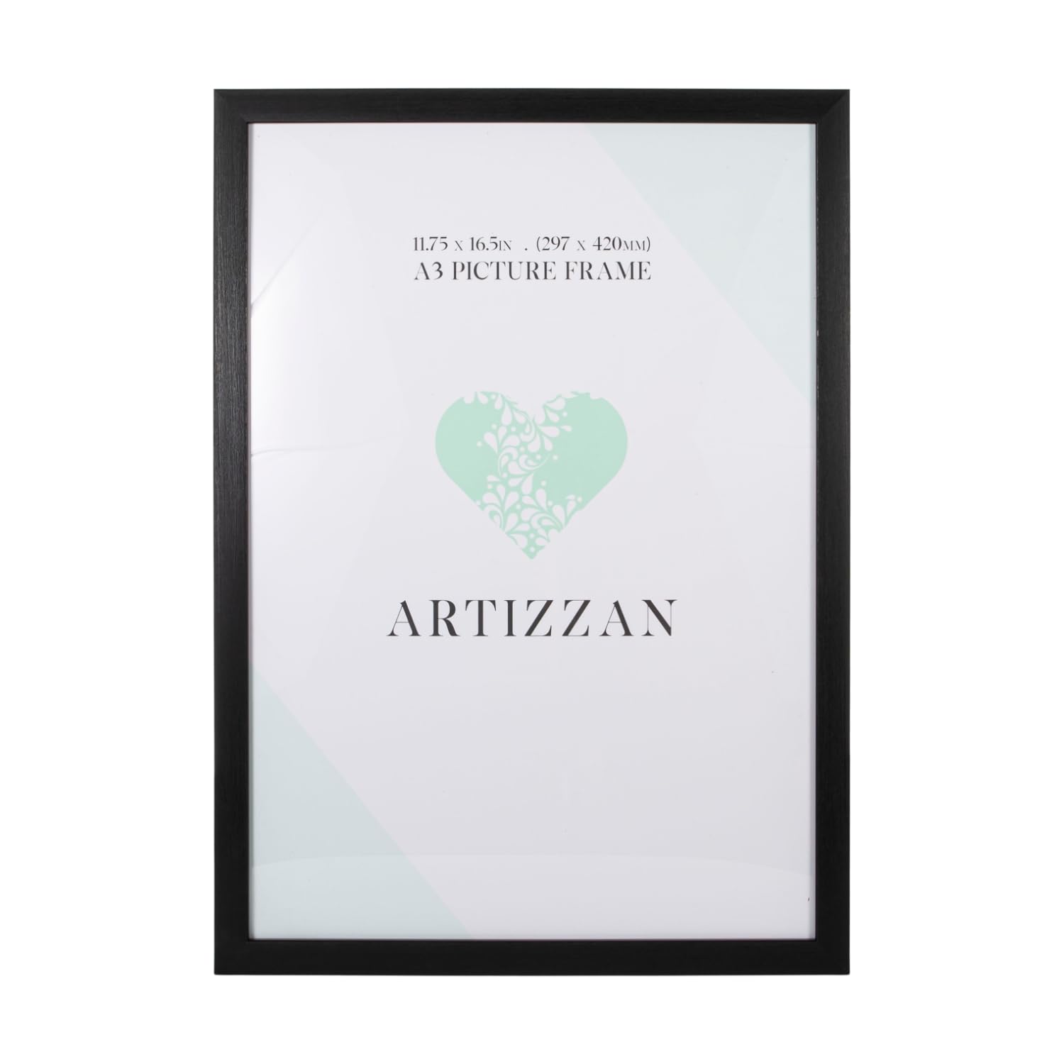 Rackhams Black Modern And Stylish Veneer Wood Effect A3 Plastic Frame For Wall Hanging