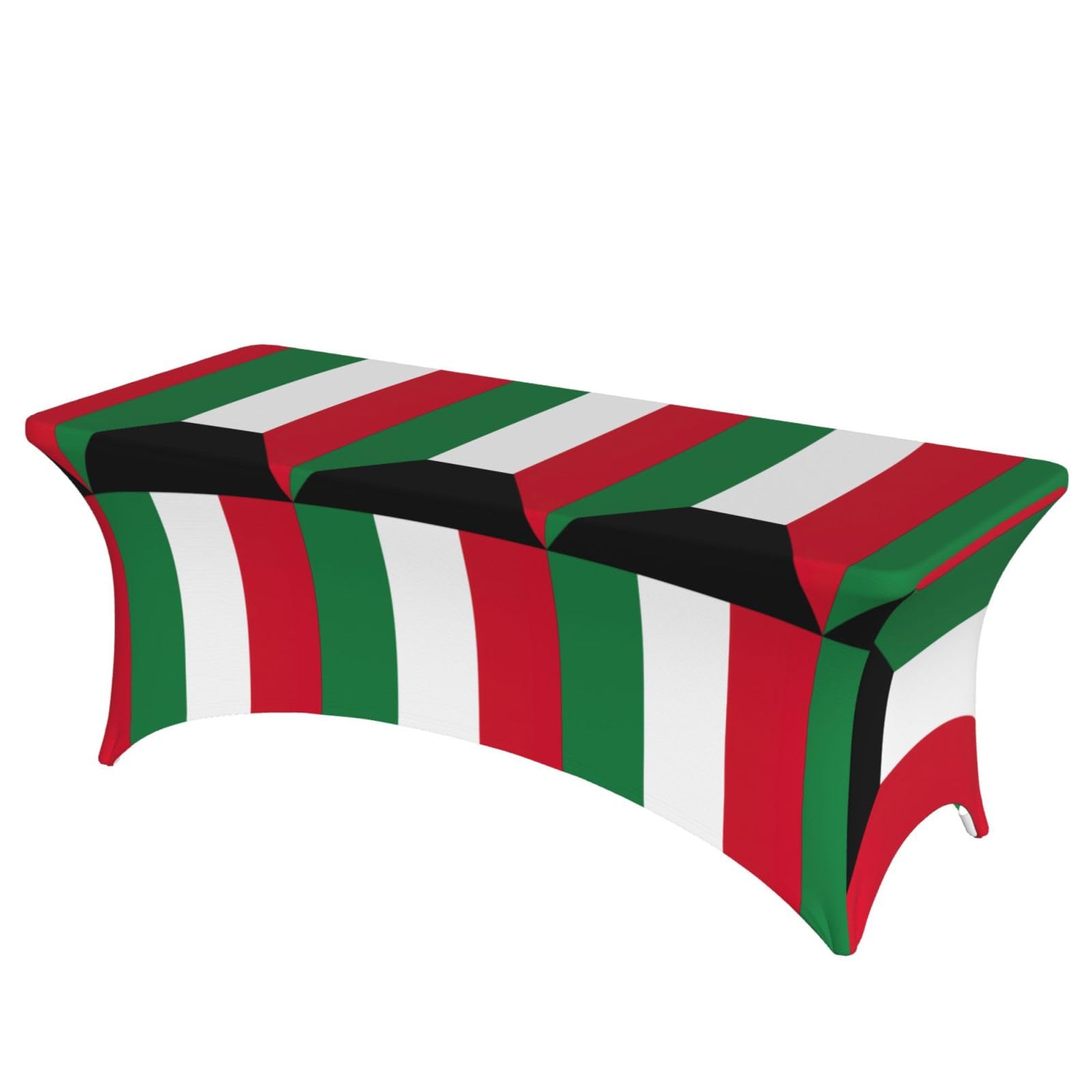 Housse de table rectangulaire extensible élasthanne drapeau Koweït 1.8m