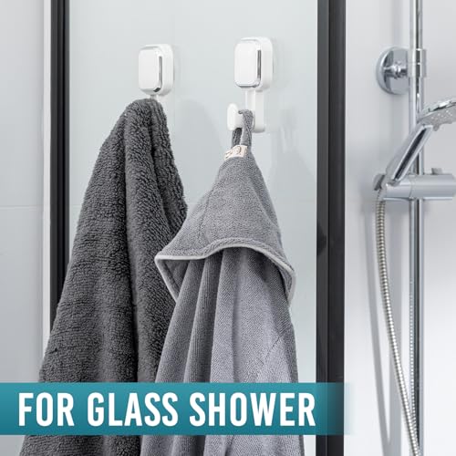 Image of TAILI Suction Cup Hooks 4 Packs, No Drilling Heavy Duty Towel Hanger, Shower Hanger for Bathroom Kitchen Hotel, Easy to Install and Remove Waterproof Wall Hooks, Square-Shaped, White, AWW073