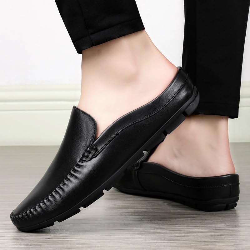Men's Loafers Round Toe Solid Color Faux Leather Half Loafers Shoes Flat Heel Flexible Comfortable Wedding Slip On3
