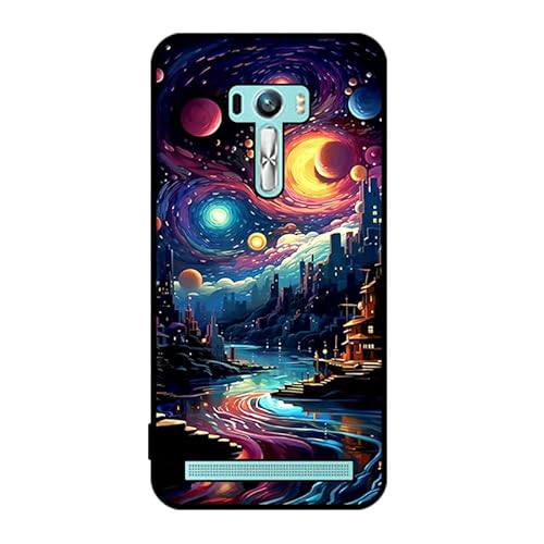 KARTXITAI Hülle Kompatibel mit Asus Zenfone Selfie ZD551KL, Stoßfeste Schutzhülle mit Weiche Silikon Bumper Hülle Handyhülle Anti-Kratzt Leichtes Matt Finish Rückseite - Architektur
