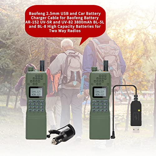 Baofeng 2.5Mm Usb And Car Battery Charger Cable For Baofeng Battery Ar-152 Uv-5R Uv-S9 Plus And Uv-82 3800Mah Bl-5L And Bl-8 High Capacity Batteries For Two Way Radios thumb #3