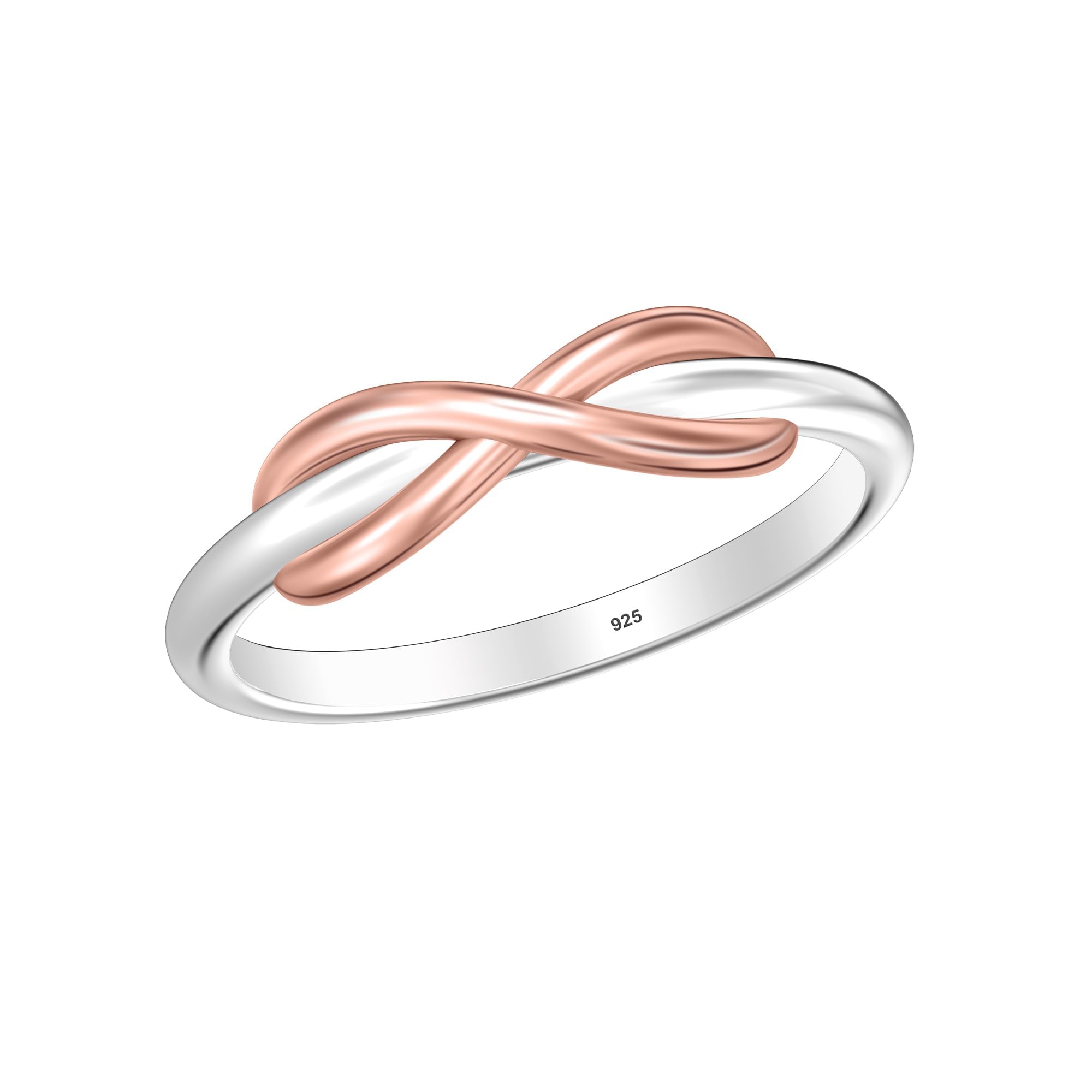 LeCalla 925 Sterling Silver BIS Finger Ring for Women and Girls | BIS Hallmarked Rose Gold Infinity Knot Hypoallergenic Ring (Ring Size - Indian-14, US-7 No.)-image-7
