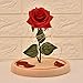Produktbild WISREMT Kunstseide Rose Flower Mit LED-Lichterkette In Glaskuppel Auf Holzsockel Geschenk Für Wohnkultur Urlaub Hochzeitstag Valentinstag
