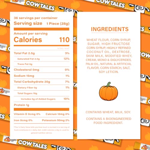 Goetze's Pumpkin Pie Cow Tales Caramel Candy, 2.25 lb. 36ct Canister - image 2