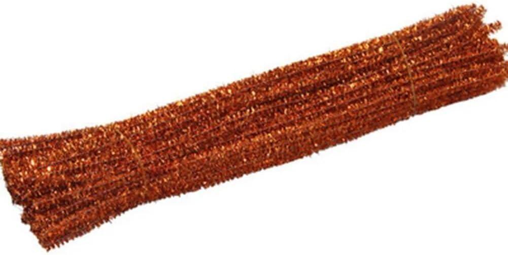 100× Tinsel Sparkle Metallic Pipe Cleaners Sparkle XmasChenille Craft Stems Sparkle Chenille Craft Stems DIY Handmade Kids Toys - (Color: orange)