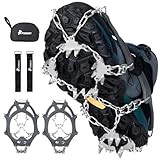 PTEROMY Crampons for Hiking Boots with 24 Stainless Steel Spikes, Ice Cleats for Shoes and Boots (L, Gray)
