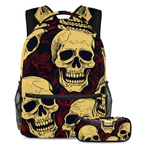 Sac à dos motif tête de mort cool avec ensemble 2 pièces polyvalent et ergonomique
