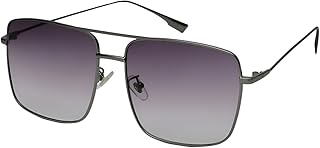 Yourspex Sunglasses Full Rim Squared Metal Frame in Black Matt finish with Grey PC Sun Lens with UV Protection Sunglass