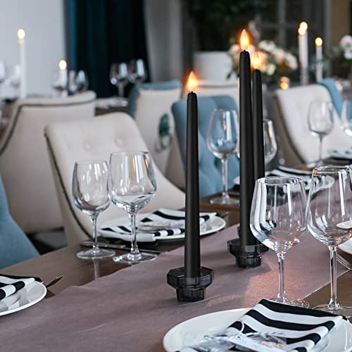 Image of Macarrie 24 Packs Flameless Taper Candles Battery Operated Fake 11 Inch Long Candlelight LED Flameless Candlesticks Flickering Tapered for Summer Fall Wedding(Black)