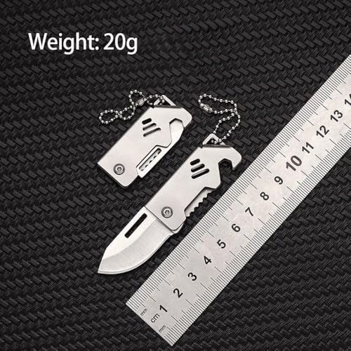Image of CEPLO Multipurpose Pocket Knife with Bottle Opener, Stainless Steel, Mini Folding Box Cutter, Foldable Keychain, for Vegetables and Fruits