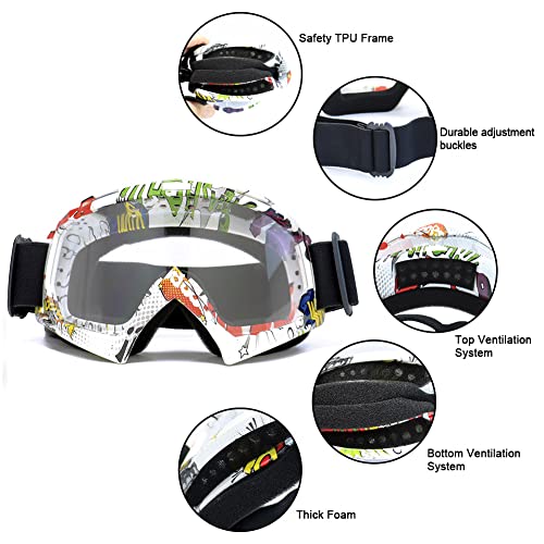 Image of SPOSUNE Dirt Bike Goggles UV400 Motorcycle Motocross Riding ATV Windproof Dustproof Dirtbike Off Road Goggles for Adults Men Women Youth