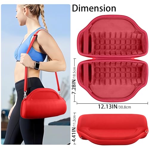 Image of co2CREA Case for JBL Charge 6 Portable Bluetooth Speaker, Red | High-Density Foam Padding, Reinforced Handle, Detachable Shoulder Strap, Compact Lightweight Design, Dust Protection
