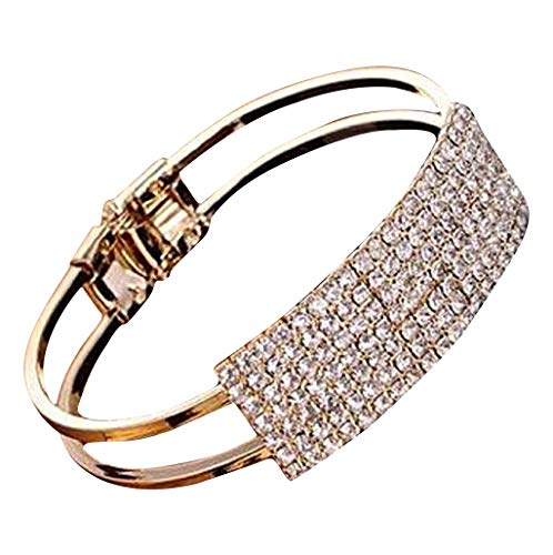 ZODRQ Jewelry Bracelets Women's Austrian Crystal Bride Heart Art Deco Elastic Stretch Bracelet Clear (Gold)