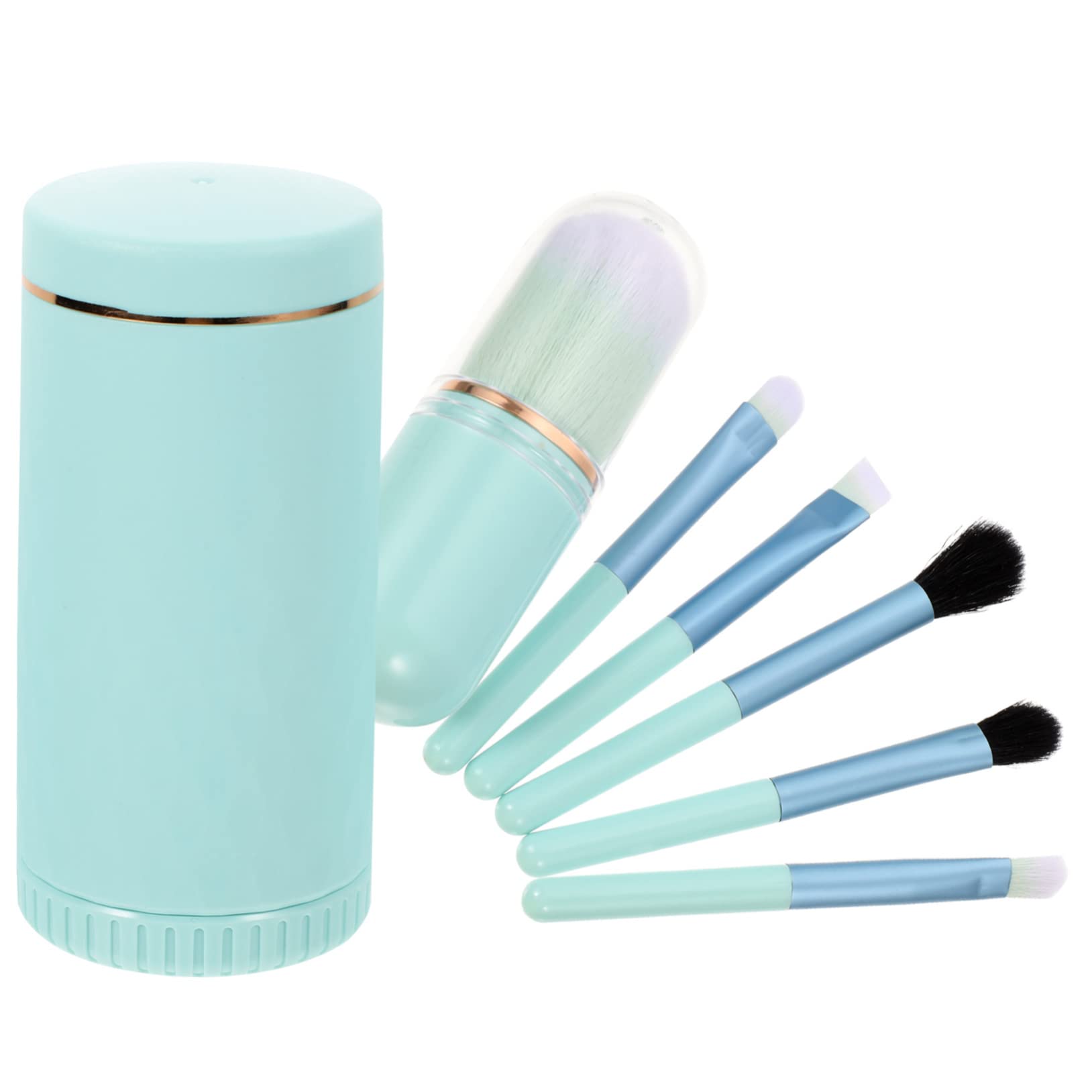 Healeved 5ensembles Set De Pinceaux De Maquillage Avec Miroir Portable De Pinceaux Fibres Synthétiques Pour Blush Et Maquillage Transparent Parfait Pour Voyage Et
