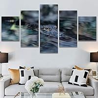 SIGNWIN 5 Panel Canvas Wall Art Alligators Closeup Dramatic Expressionism Hallway Minimalist Multicolor for Home Decorations Ready to Hang - 60