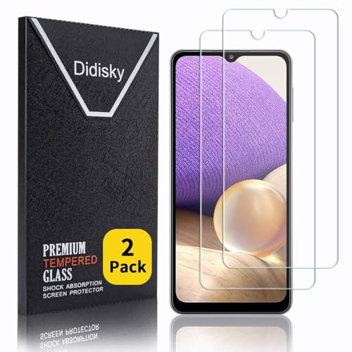 Didisky 2-Unidades Cristal Templado Protector de Pantalla para Samsung Galaxy A32 5G, Antihuellas, Sin Burbujas, Fácil de Limpiar, 9H Dureza,Transparente