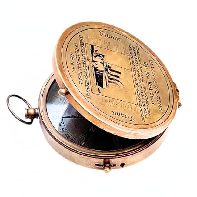 Collectibles Buy Authentic Antique Lid Titanic Compass Brass Finish Directional Magnetic Compass Vintage Nautical Sailor Article - Maritime Magnetic Gift
