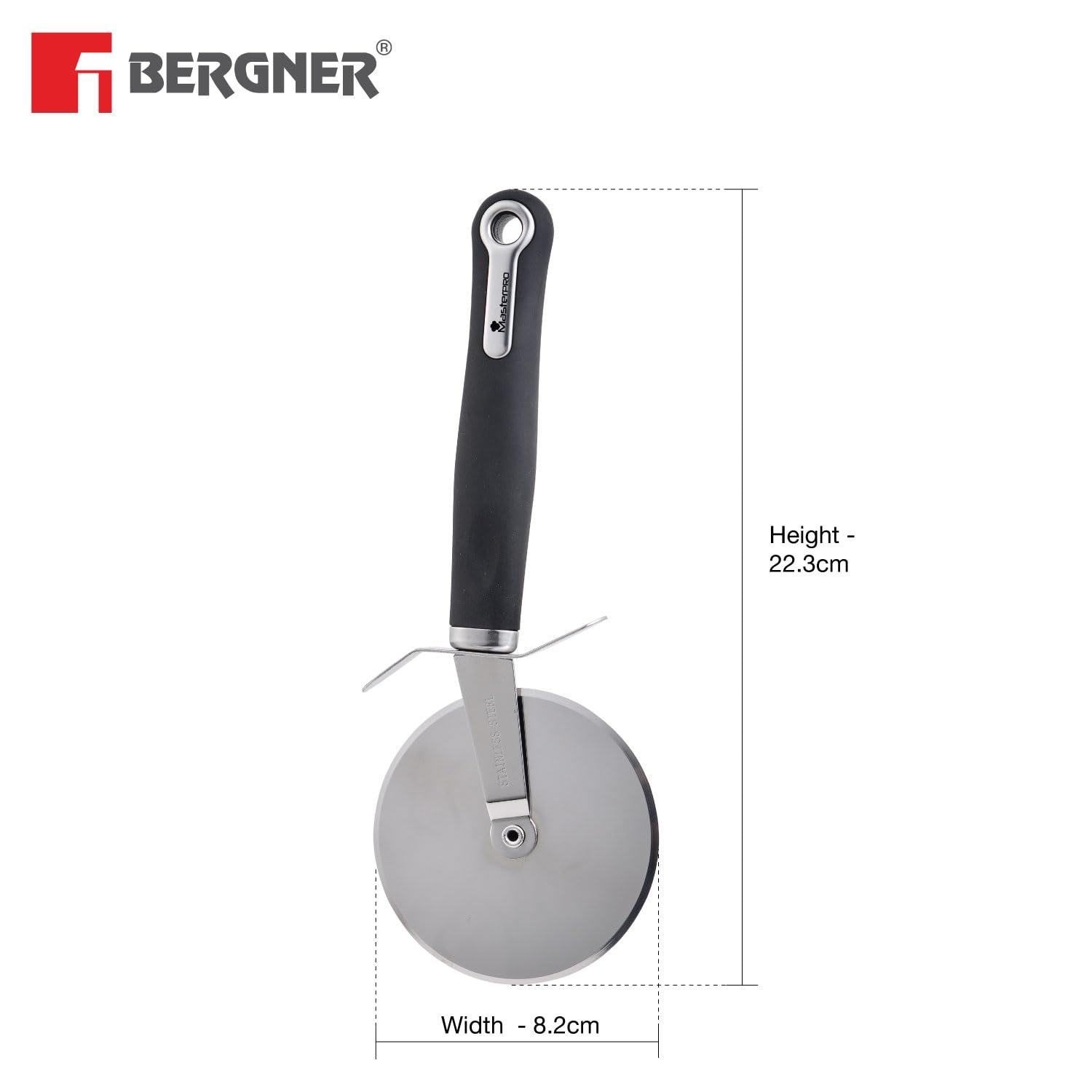 MasterPRO Bergner Master Pro Stainless Steel Pizza Cutter Cycle for Kitchen (Black)