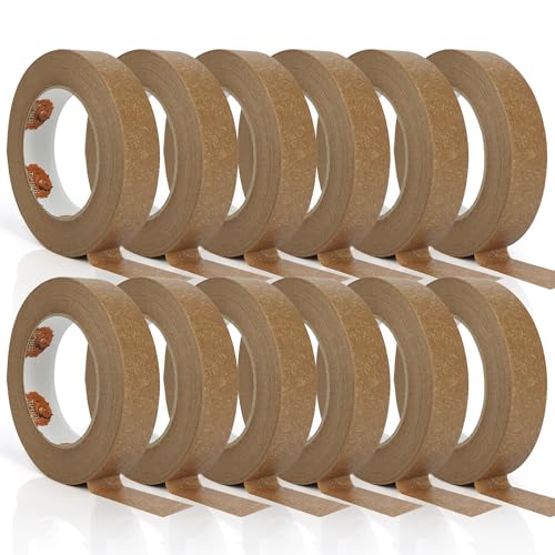TAPEBEAR Eco-Friendly Kraft Paper Packing Tape (12 Rolls)