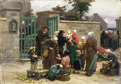 Tableau Recueillir des enfants trouvés Léon Lhermitte 60x90cm