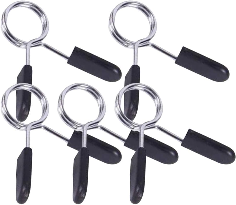 DOITOOL Exercise Accessories 5Pcs Spring Clip Collars Exercise Collars Barbell Clamps for Weight Bar Dumbbell Handles Powerlifting Weightlifting Gym 24mm