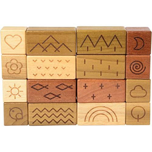 Cre8tive Minds Earth, Wind and Water Blocks 48 Piece Set with Wooden Storage Box and Cloth Bag