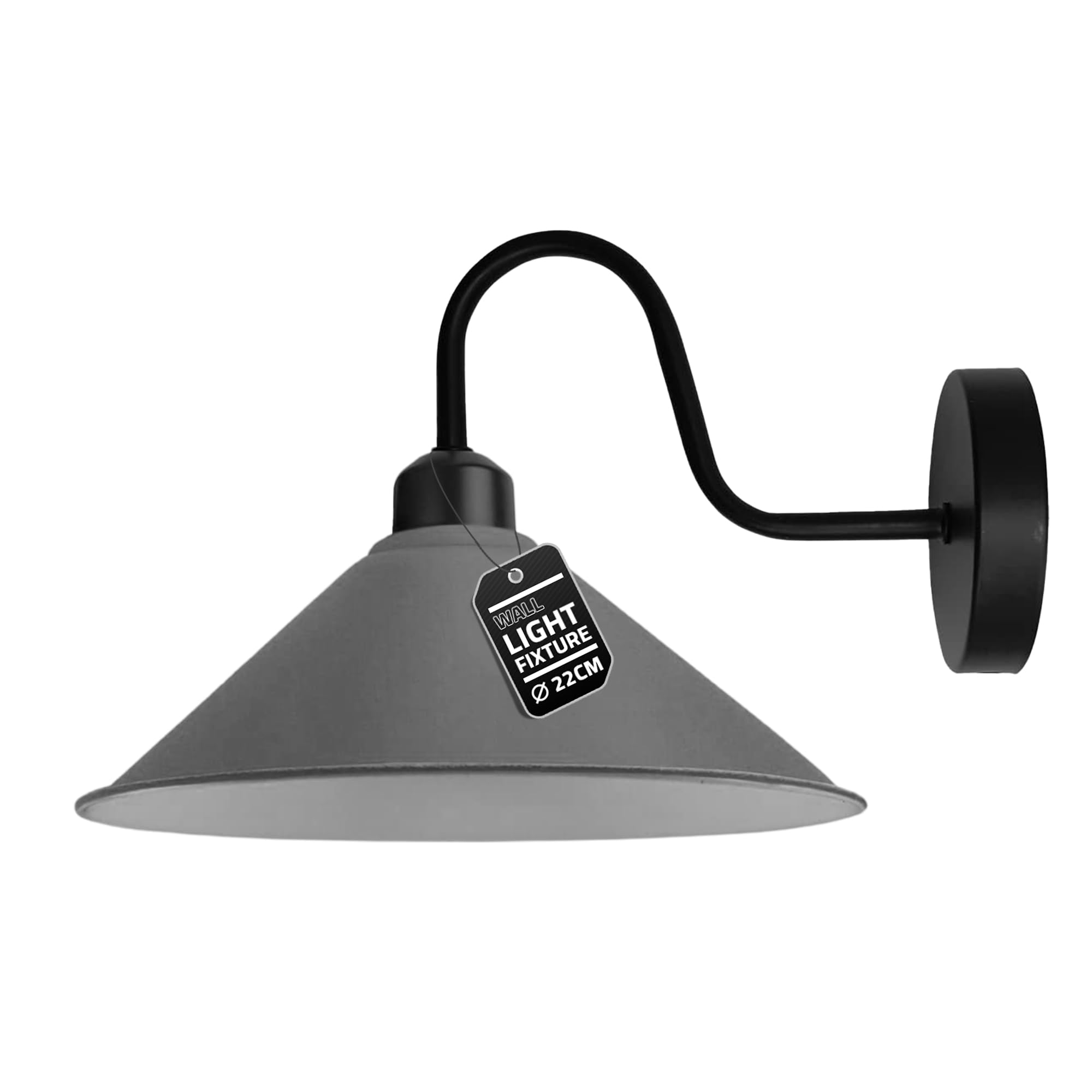 Led Wall Lights Indoor Modern Grey 22cm Cone Shaped Shade Swan Neck Led Sconce Fittings Not Battery Operated Wall Lamp for Living Room, Bedroom, Hallway — image 1