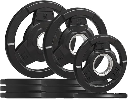 Miniatura 13 de Disco de pesas de 2 pulgadas con revestimiento de goma para barra olímpica, discos de pesas de hierro fundido sólido para entrenamiento de fuerza,