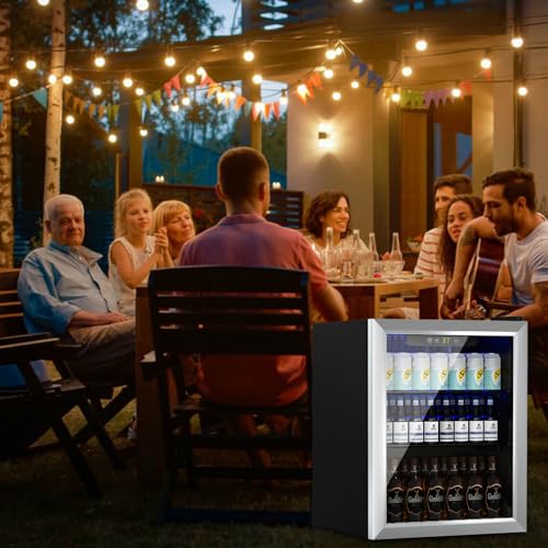 Image of DOGHLY 1.7 Cu.ft Beverage Refrigerator Cooler, 72 Cans Mini Fridge with Glass Reversible Door, Digital Temperature Display for Soda, Beer or Wine For Office or Bar with Removable Shelves