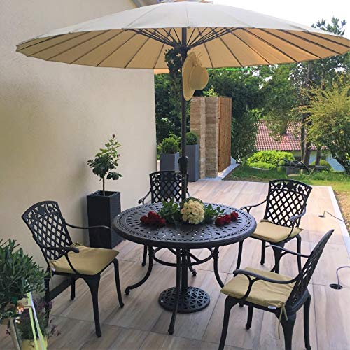 Lazy Susan Salon De Jardin: 120 Cm Table Alice Ronde En Gris Ardoise Avec 6 Chaises April En Aluminium Résistant Aux Intempéries | Facile à Assembler