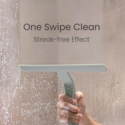 Image of dancemoon JustHang Shower Squeegee with Built-in Hook, 10-Inch Sage Green