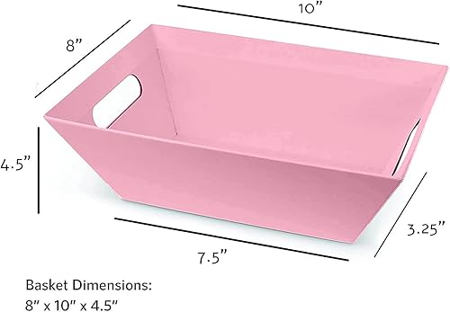 Miniatura 3 de Cesta rosa vacía para regalos, kits de bricolaje, cestas pequeñas rosas de 8 x 10 pulgadas, bolsas, lazos | Pascua, San Valentín, baby shower de