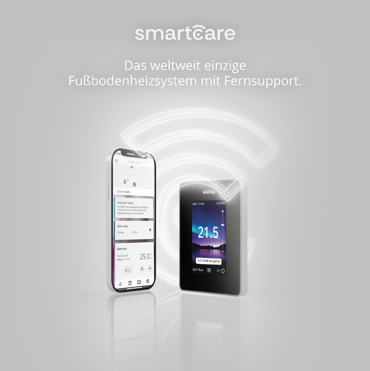 Warmup 7iE Thermostat | WiFi Smart Wired mit Smartcare | Fußboden- & Heizungssteuerung | Einzelzone | Matter Technology | Installation erforderlich | Onyx Schwarz