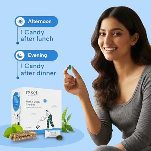 Image of R3SET Herbal Liver Detox Candy | Instant Support for Fatty Liver, Blood Circulation & Toxin Build-Up | Zero Calorie, Sugar-Free Daily Detox | Infused with Kalmegh, Manjistha (Blood Purifier), Punarnava & Guduchi - 30 Candies