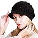 Muryobao Women Winter Warm Beanie Knit Hat Soft Lined Snow Ski Caps with Visor Black