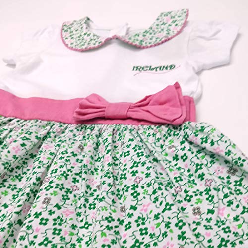 White Shamrock Pink Bow Ireland Kids Girls Dress (5-6 Years)3