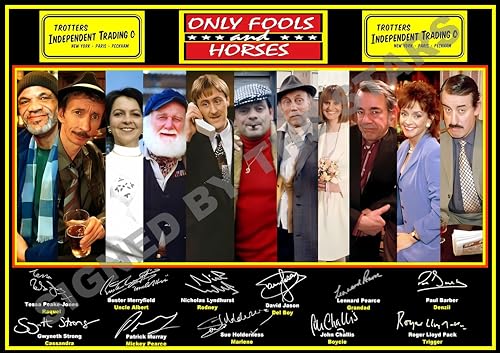 Stunning Quality Only Fools and Horses Cast Signed/Autographed Print. David Jason, Nicholas Lyndhurst etc etc (A4 Print 29.7cm x 21cm)