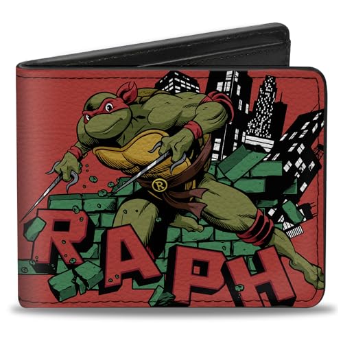 Buckle-Down Nickelodeon Wallet, Bifold, Teenage Mutant Ninja Turtles Raph Action Pose Red, Vegan Leather