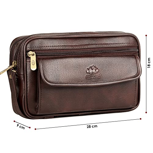 THE CLOWNFISH Unisex Multipurpose Travel Pouch Money Cash Pouch Wrist Handbag With Wrist Belt (Dark Brown), Red 3 51OVH1w+2fL