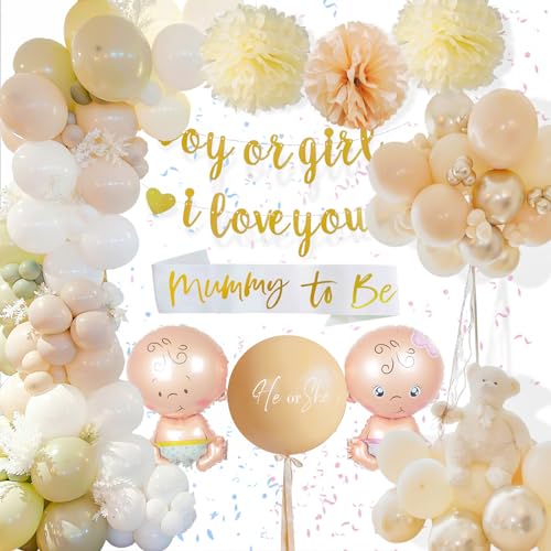 Gender Reveal Party Decoración, Baby Gender Reveal Party Decoración Set, Girl Or Boy Ballon y Team Boy Team Girl Stickers Confeti, Boy Or Girl Banner por Baby Shower Decoración