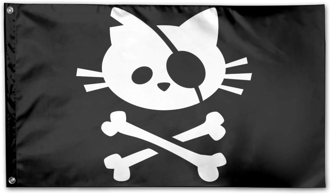 Pirate Cat Skull and Crossbone Home Flags 3 X 5 in Indoor&Outdoor Decorative Home Fall Flags Holiday Decor