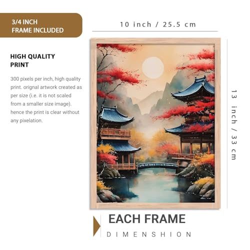 Image of HOTHOUSE Japanese Samurai Motivational Art Wall Framed Posters | Aesthetic Japanese Art Framed Poster for Living Room Bedroom Gaming Room Studio Wall Decor Set Of 6 (10X13 inch)