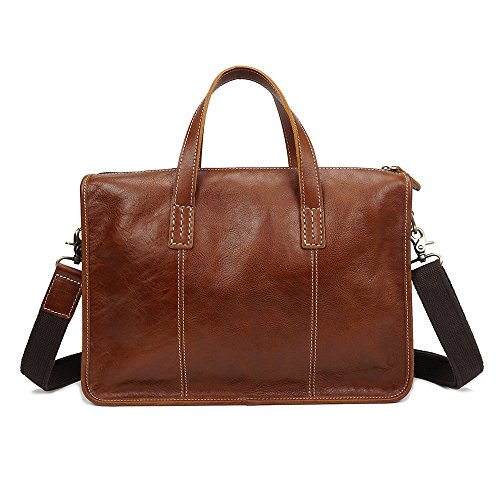 Rufun Cartera para hombre Bolso de cuero para negocios con correa para el hombro, 38.5 * 27.5 * 9cm (Marrón) Cover