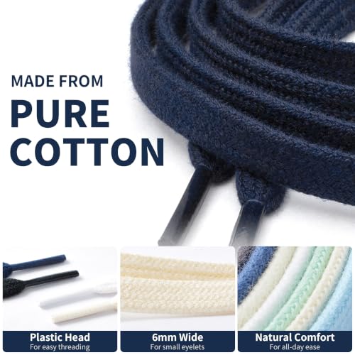 Handshop 2 Paires Lacets en Coton Plats pour Baskets Bleu Marine 102 cm – vue 4