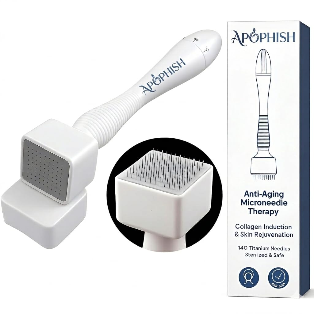 APOPHIS 140 Titanium Adjustable Micro Needles Facial Derma Roller Kit for Skin Repair, Face, Hair & Beard Growth-picture-39