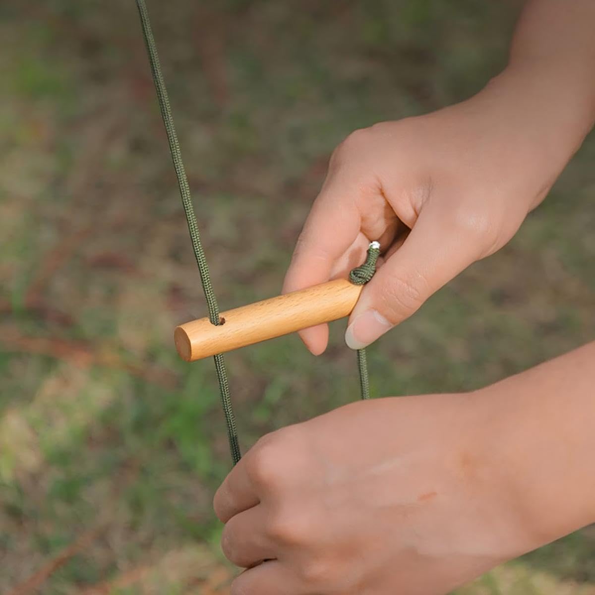 8 Piezas de ajustador de Cuerda de Viento de Madera, Tensor de Doble Orificio, Sujetador de Cuerda de Hamaca, Hebilla de Ajuste de Cuerda de Viento Adecuada para Carpas al Aire Libre, toldos