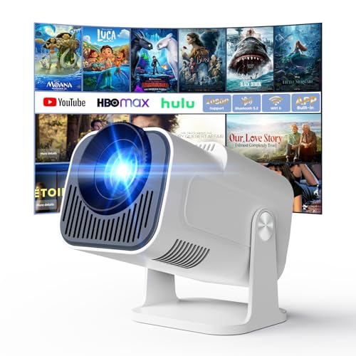 App intégrée - Vidéoprojecteur 4K 1080P, Mini Projecteur Portable 5G WiFi 6 BT 5.4, Projecteur Full HD 1080P Compatible Con HDMI/TV Stick/Ordinateur Portable - Blanc