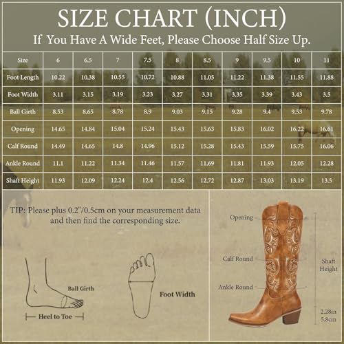 Image of wetkiss Women's Knee High Cowboy Boots | Western Cowgirl, Embroidered Pointed Toe, PU Leather, Chunky Heel, Pull On Tall